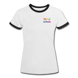 Frauen Kontrast-T-Shirt - HVL-Logo - Weiß/Schwarz