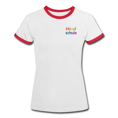 Frauen Kontrast-T-Shirt - HVL-Logo - Weiß/Rot