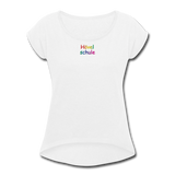 Frauen T-Shirt mit gerollten Ärmeln - HVL-Logo - Weiß