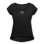 Frauen T-Shirt mit gerollten Ärmeln - HVL-Logo - Schwarz