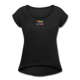 Frauen T-Shirt mit gerollten Ärmeln - HVL-Logo - Schwarz