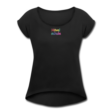 Frauen T-Shirt mit gerollten Ärmeln - HVL-Logo - Schwarz