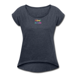 Frauen T-Shirt mit gerollten Ärmeln - HVL-Logo - Navy meliert