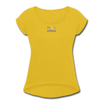 Frauen T-Shirt mit gerollten Ärmeln - HVL-Logo - Senfgelb